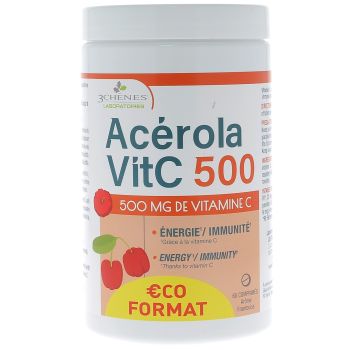 Acérola VitC 500mg Les 3 Chênes - pot de 60 comprimés