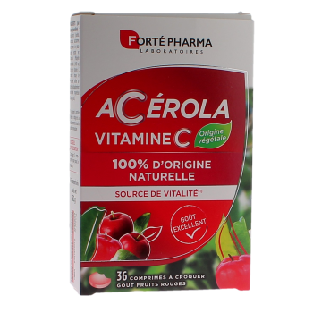 Acérola vitamine C goût fruits rouges Forté Pharma - boite de 36 comprimés à croquer