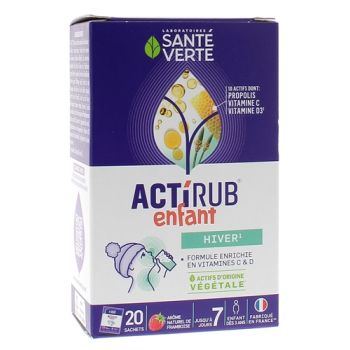 Actirub enfant goût framboise Santé Verte - boîte de 20 sachets