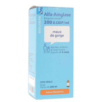 Alfa-amylase Biogaran sirop mandarine - flacon de 200 ml