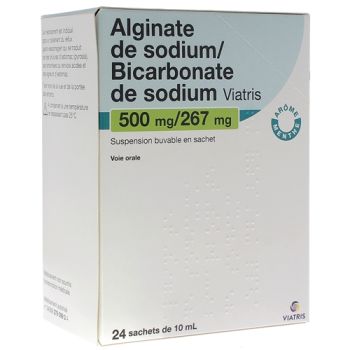 Alginate de sodium / Bicarbonate de sodium Mylan suspension buvable en sachet - boite de 24 sachets