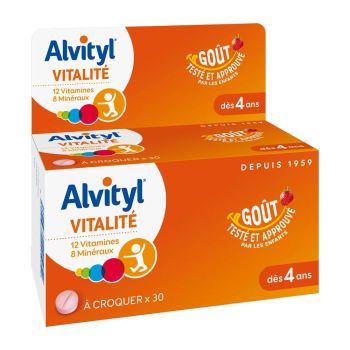 Alvityl vitalité à croquer goût fraise - boite de 30 comprimés