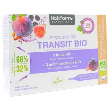 Ampoules transit aux 3 fruits bio Nat&Form - boîte de 20 ampoule de 10 ml