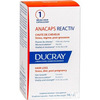 Anacaps reactiv cheveux et ongles Ducray - pot de 30 gélules