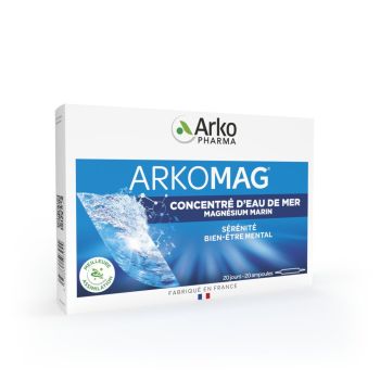 Arkomag concentré d'eau de mer magnésium marin Arkopharma - boite de 20 ampoules