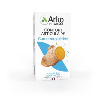 Arkogélules Curcuma pipérine confort articulaire bio Arkopharma - boîte de 40 gélules