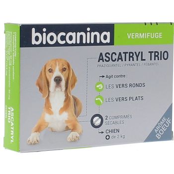 Ascatryl trio vermifuge Biocanina - boîte de 2 comprimés