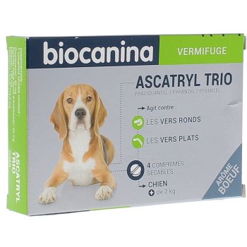 Ascatryl trio vermifuge Biocanina - boîte de 4 comprimés