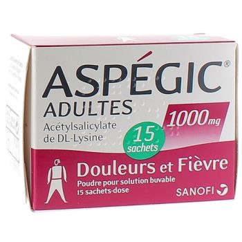 Aspégic 1000mg poudre adultes - boîte de 15 sachets