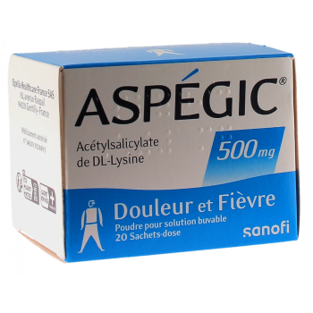 Aspegic 500mg poudre pour solution buvable en sachet-dose - boîte de 20 sachets