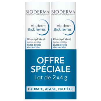 Atoderm Stick lèvres ultra-hydratant Bioderma - lot de 2 sticks de 4g