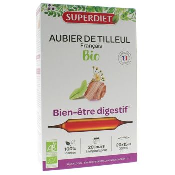 Aubier de tilleul Bio Super Diet - 20 ampoules de 15 ml