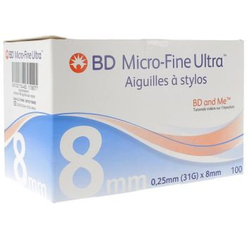 BD Micro-fine ultra aiguilles à stylos - 100 pièces de 8 mm