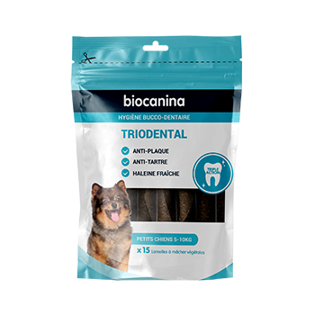 Triodental lamelle à mâcher petits chiens 5-10kg Biocanina - sachet de 15 lamelles à mâcher végétales