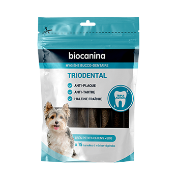 Triodental lamelle à macher très petits chiens moins de 5kg Biocanina - sachet de 15 lamelles à mâcher végétales