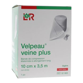 Bande de compression veine plus légère sans latex Velpeau - 1 bande de 10cm x 3,5m