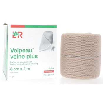 Bande de compression veine plus légère sans latex Velpeau - 1 bande de 8cmx4m