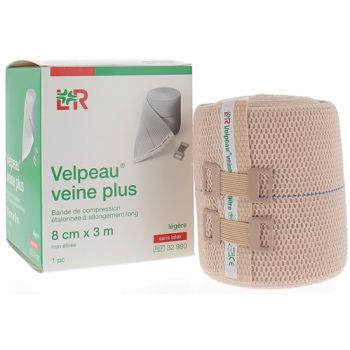 Bande de compression veine plus légère sans latex Velpeau - 1 bande de 8cmx3m