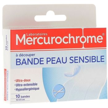 Bande peau sensible à découper Mercurochrome - Boite de 10 bandes