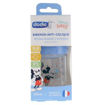 Biberon anti-colique Disney Baby Mickey 3 vitesses débit 1 0-6 mois Dodie - biberon de 150ml