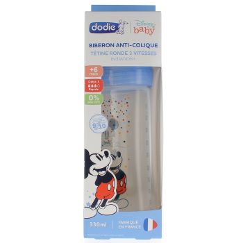 Biberon anti-colique Disney baby mickey débit 3 + de 6 mois Dodie - biberon de 330 ml