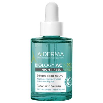 Biology AC Night-Peel Sérum peau neuve bio A-Derma - flacon-pipette de 30 ml