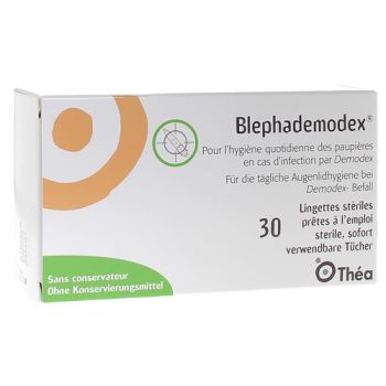 Blephademodex lingettes imprégnées hygiène des paupières Théa - boîte de 30 lingettes