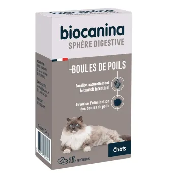 Boules de poils sphère digestive chats Biocanina - boite de 12 jellies