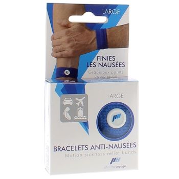 Bracelet anti-nausées adulte bleu taille large Pharmavoyage - une paire de bracelet