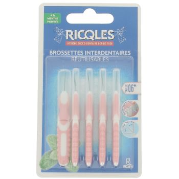 Brossettes interdentaires 0,6 mm Ricqles - 5 brossettes réutilisables