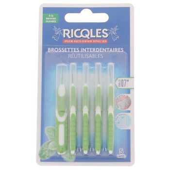 Brossettes interdentaires 0,7 mm Ricqles - 5 brossettes réutilisables