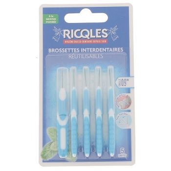 Brossettes interdentaires 0,9 mm Ricqles - 5 brossettes réutilisables