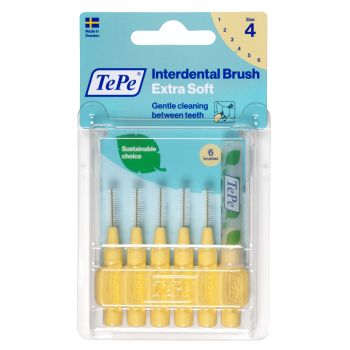 Brossettes interdentaires extra souples jaune pastel taille 4 (0,7mm) TePe - 6 brossettes