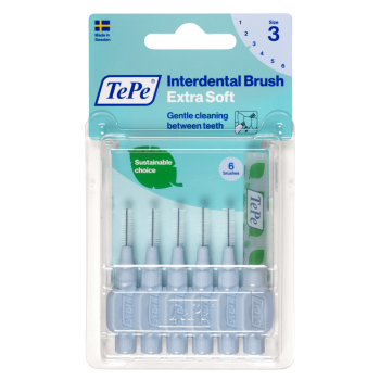 Brossettes interdentaires extra souples bleu pastel taille 3 (0,6mm) TePe - 6 brossettes