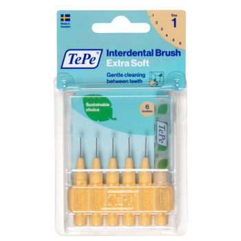 Brossettes interdentaires extra souples orange pastel taille 1 (0.45mm) TePe - 6 brossettes