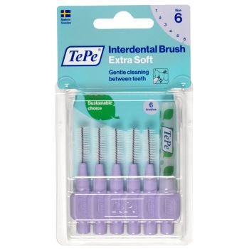 Brossettes interdentaires extra souples violet pastel taille 6 (1,1mm) TePe - 6 unités