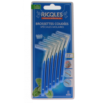 Brossettes coudées spéciales molaires Ricqles - boîte de 6 unités