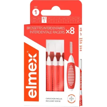 Brossettes interdentaires orange taille 1 (0,7mm) Elmex - boite de 8 brossettes