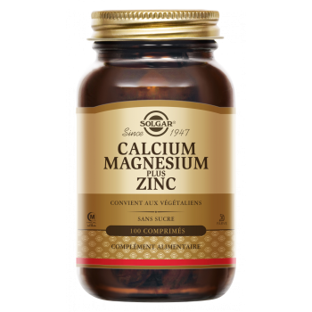 Calcium Magnésium Zinc Solgar - pot de 100 comprimés