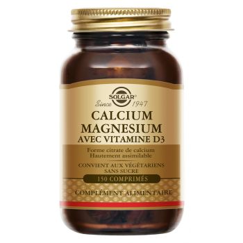 Calcium magnésium vitamine D3 Solgar - pot de 150 comprimés