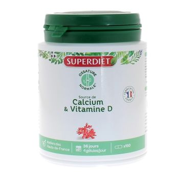 Calcium + vitamine D Super Diet - 150 gélules