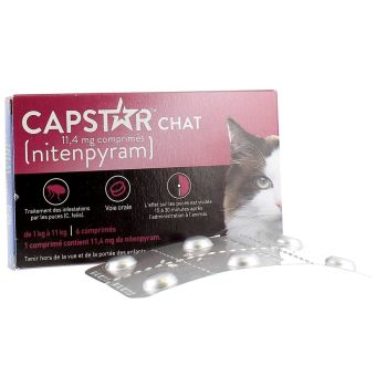 Capstar chat 11,4 mg comprimés de nitenpyram - 6 comprimés