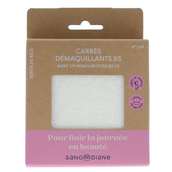 Carrés démaquillants lavables Sanodiane - lot de 5 cotons