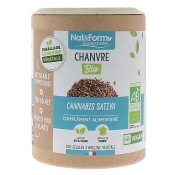 Chanvre bio Nat&Form - pot de 200 gélules