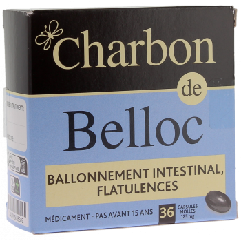 Charbon de belloc ballonnement intestinal flatulences - 36 capsules molles