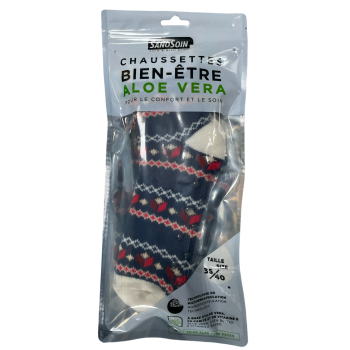 Chaussettes bien-être aloe vera bleue et rouge SanoSoin - une paire de chaussettes