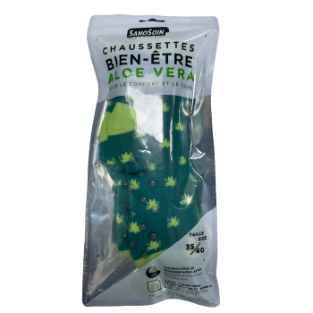 Chaussettes bien-être aloe vera bleue et verte SanoSoin - une paire de chaussettes