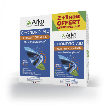 Chondro-Aid 100% articulation Arkopharma - boîte de 120 gélules + 60 gélules offertes