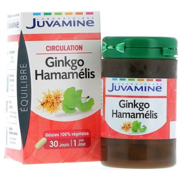 Circulation Ginkgo hamamélis Juvamine - boite de 30 gélules