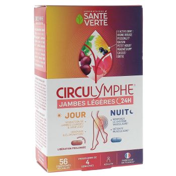 Circulymphe Jambes légères jour nuit Santé Verte - boîte de 56 comprimés